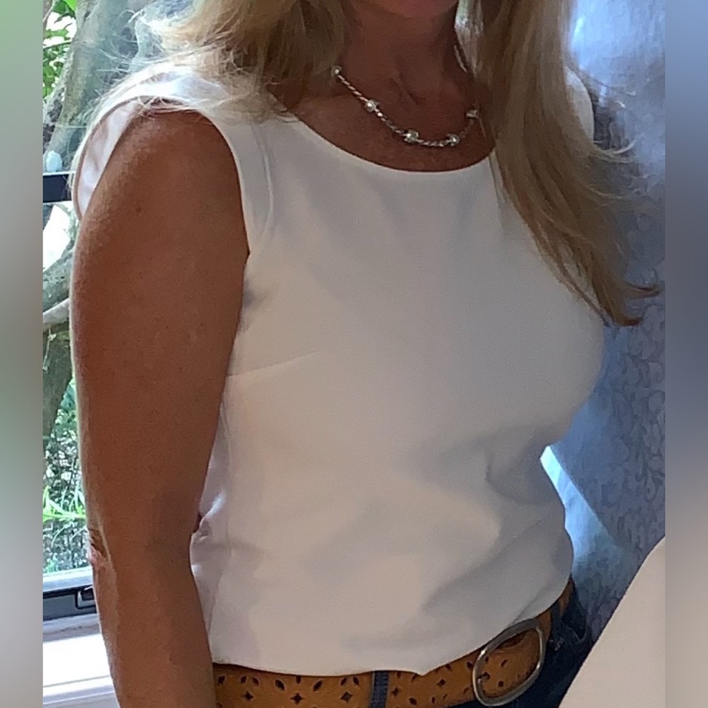 Ann Taylor Ivory Tank/Cap Sleeve Top